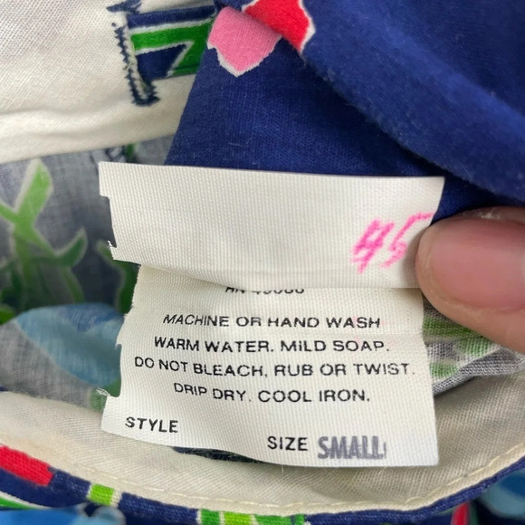 Vintage Sanibel Sport Blue Tulip Floral Button Up Pleated A-Line Skirt - Picture 6 of 7